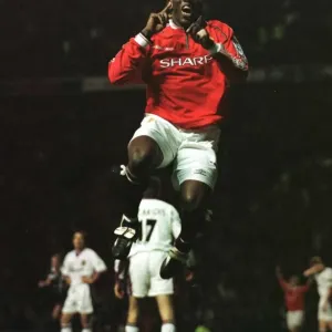 Dwight Yorke Manchester United striker January 1999 celebrates after scoring against West Dwight Yorke Manchester United striker January 1999 celebrates after scoring against West