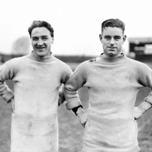 Dynamic wing-half Bob Wallace (left) and reserve centre-forward Duncan Walker smile