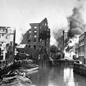 The Eagle Mills burn after one of the two nights of massive German bombing which