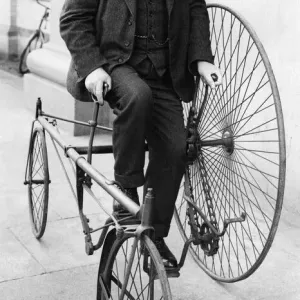 An early from of tricycle. With the addition of another big wheel it could be made to An early from of tricycle. With the addition of another big wheel it could be made to