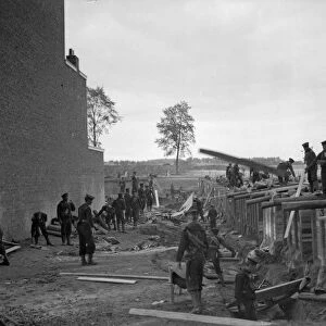 Earthwork defences and bomb proof shelters being built by the Belgians