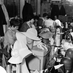 Easter bonnets being made at Edward Mann Ltd. hat factory in Stoke Newington Easter bonnets being made at Edward Mann Ltd. hat factory in Stoke Newington