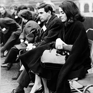 Eleanor Bron of the BBC programme Not So Much a Programme with Bob Holness of Criss Cross Quiz at an Oxfam Appeal in Trafalgar Square London