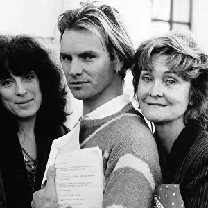 Eleanor Bron (L) actress with Sting and Sheila Hancock. November 1984
