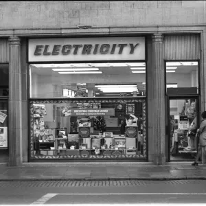 Print of The Electricity Board shop in Hinckley town centre, circa 1979 Print of The Electricity Board shop in Hinckley town centre, circa 1979