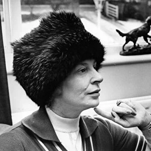 Elizabeth Dickson sporting a fur hat