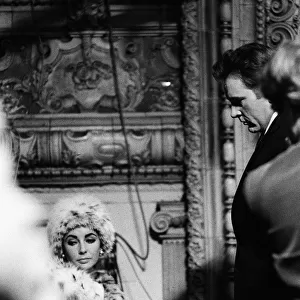 Elizabeth Taylor Feb 1963 and Richard Burton at TV Studios rehersing a programme for St
