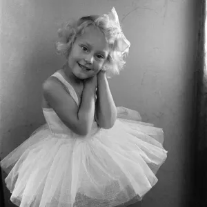 Ella Edwards wearing a ballet dress. September 1941 Ella Edwards wearing a ballet dress. September 1941