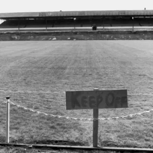 Elland Road, Leeds United Ground. Keep off sign in place as improvements to Elland Road, Leeds United Ground. Keep off sign in place as improvements to
