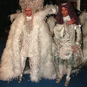 Elton John celebrates his 50th birthday at the Palais 1997 dressed as Louis XIV