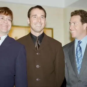Elton John, David Furnish and David Linley at the opening of Theo Fennell
