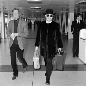 Elton John leaving Heathrow airport for New York on Concorde Elton John leaving Heathrow airport for New York on Concorde