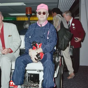 Elton John Print at London Heathrow Airport, 18th July 1990 Elton John Print at London Heathrow Airport, 18th July 1990