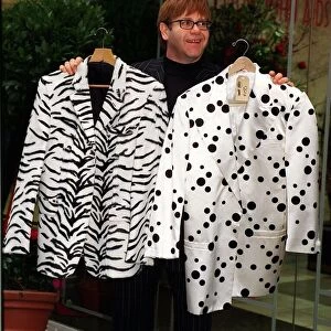 Elton John with his old clothes November 1997 he is selling clothes