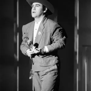 Elton John performing at the Montreaux Pop Festival. 18th May 1984