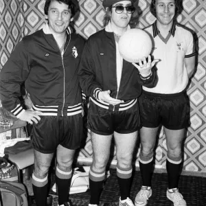 Elton John pictured with Graham Taylor and another player in Wembley during a 5 a side Elton John pictured with Graham Taylor and another player in Wembley during a 5 a side
