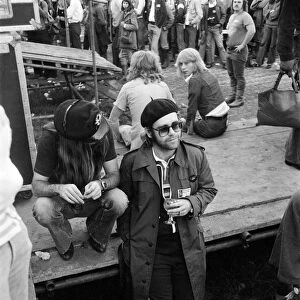 Elton John pictured at Reading Rock Festival. August 1977