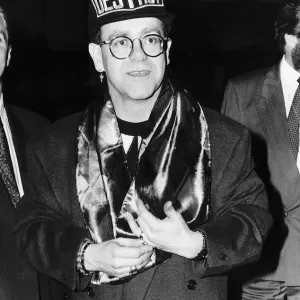 Elton John leaving Heathrow for Toronto Print November 1990