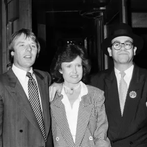 Elton John presents Watford FCs new manager, Dave Bassett, at a London reception