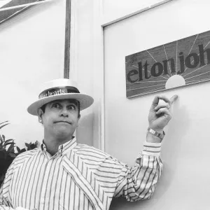 Elton John the singer at Wembley. June 1984 Elton John the singer at Wembley. June 1984