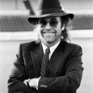 Elton John, Watford FC chairman, and pop star. 12th December 1985