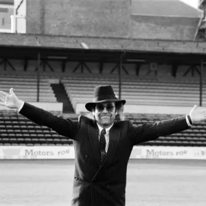 Elton John, Watford FC chairman, and pop star. 12th December 1985