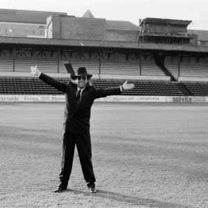 Elton John, Watford FC chairman, and pop star. 12th December 1985