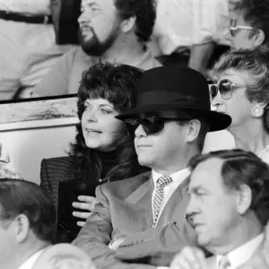 Elton John and Renate watching Watford play Tottenham Hotspur Print