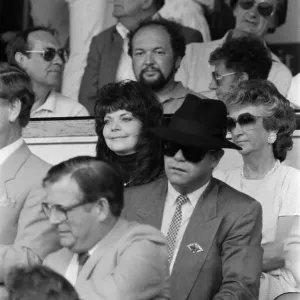 Elton John and his wife Renate watching the Watford v Tottenham Hotspur match