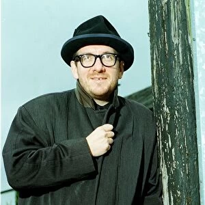 Elvis Costello singer outside local pub The Johnny Fox Mar 1999 near Dublin in