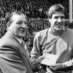 Emlyn Hughes and Bob Paisley before the start of todays game. 17th May 1977 Emlyn Hughes and Bob Paisley before the start of todays game. 17th May 1977