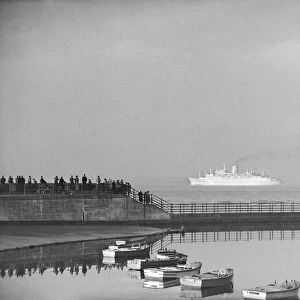 The Empress of Canada seen here leaving the River Mersey on her maiden voyage