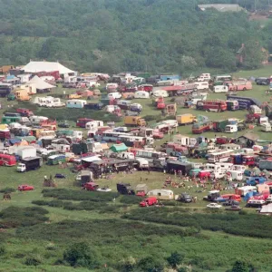 The encampment at Castle Morton Common near Malvern Wells in Worcestershire The encampment at Castle Morton Common near Malvern Wells in Worcestershire