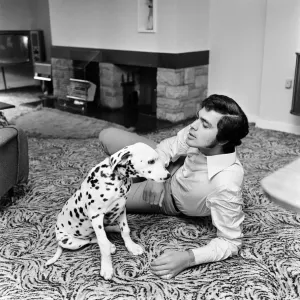 Engelbert Humperdinck at home with his Dalmatian dog. 5th July 1968