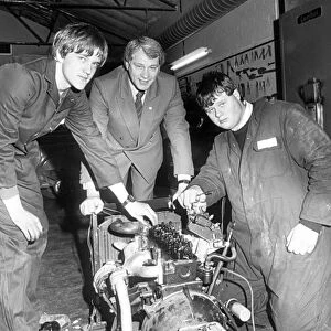 England football manager Bobby Robson visiting a training centre for young people at