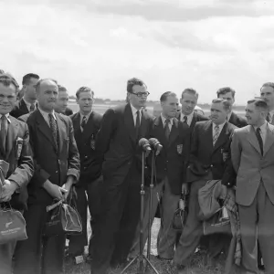 The England football squad at London airport just before departing to Brazil to The England football squad at London airport just before departing to Brazil to