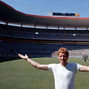 England footballer Alan Ball poses at the Jalisco Stadium in Guadalajara where England