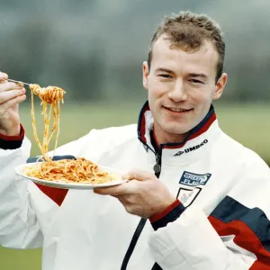 Alan Shearer with Spaghetti, 11th February 1997 Print