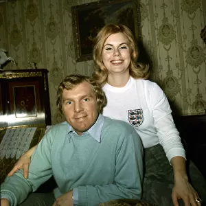 England footballer Bobby Moore at home with wife Tina May 1973