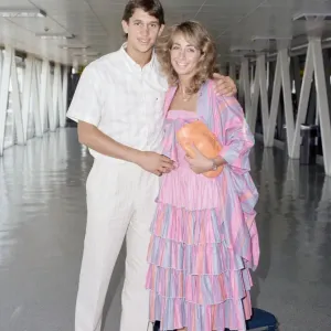 Gary Lineker with Michelle at London Heathrow Print 1986 Gary Lineker with Michelle at London Heathrow Print 1986