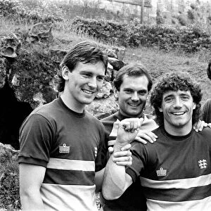 England footballers left to right: Bryan Robson, Ray Wilkins