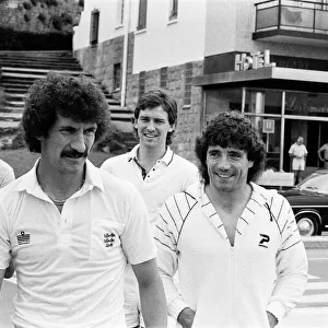 England footballers in relaxed mood at the team hotel during the 1982 World Cup Finals in