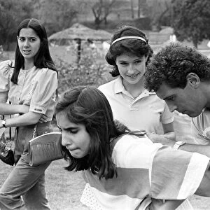 England goalkeeper Peter Shilton signs autographs for local girls in Mexico City ahead of