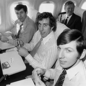England players on their way to Malta. l-r Alan Mullery, Martin Chivers England players on their way to Malta. l-r Alan Mullery, Martin Chivers