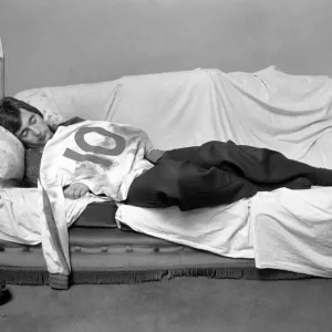 England and Stoke international hero Alan Hudson. Alan Hudson asleep with his England England and Stoke international hero Alan Hudson. Alan Hudson asleep with his England