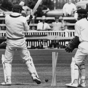 England test trial at Worcester. (Picture) David Lloyd tries a big hit to leg off England test trial at Worcester. (Picture) David Lloyd tries a big hit to leg off