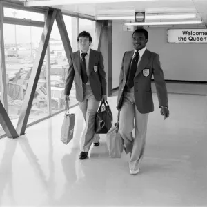 England U21 Laurie Cunningham and team mate leaving Heathrow Airport for Helsinki England U21 Laurie Cunningham and team mate leaving Heathrow Airport for Helsinki