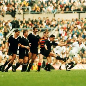 England v New Zealand Rugby Union match at Twickenham the All Blacks clear the ball