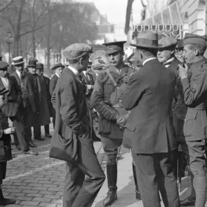 English and Belgian officers pictured here outside a cafe in Antwerp. Circa October 1914