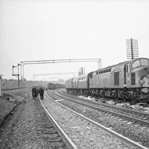 English Electric Type 4 Diesel locomotive pulling the Royal Scot passenger train 1st